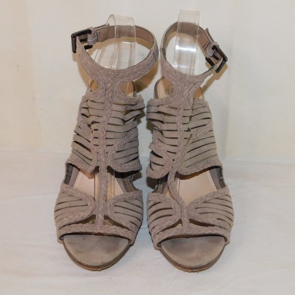 Vince Camuto Janil Suede Leather Strappy Stack Heel Sandals Size 8.5 Gladiator - Picture 2 of 14